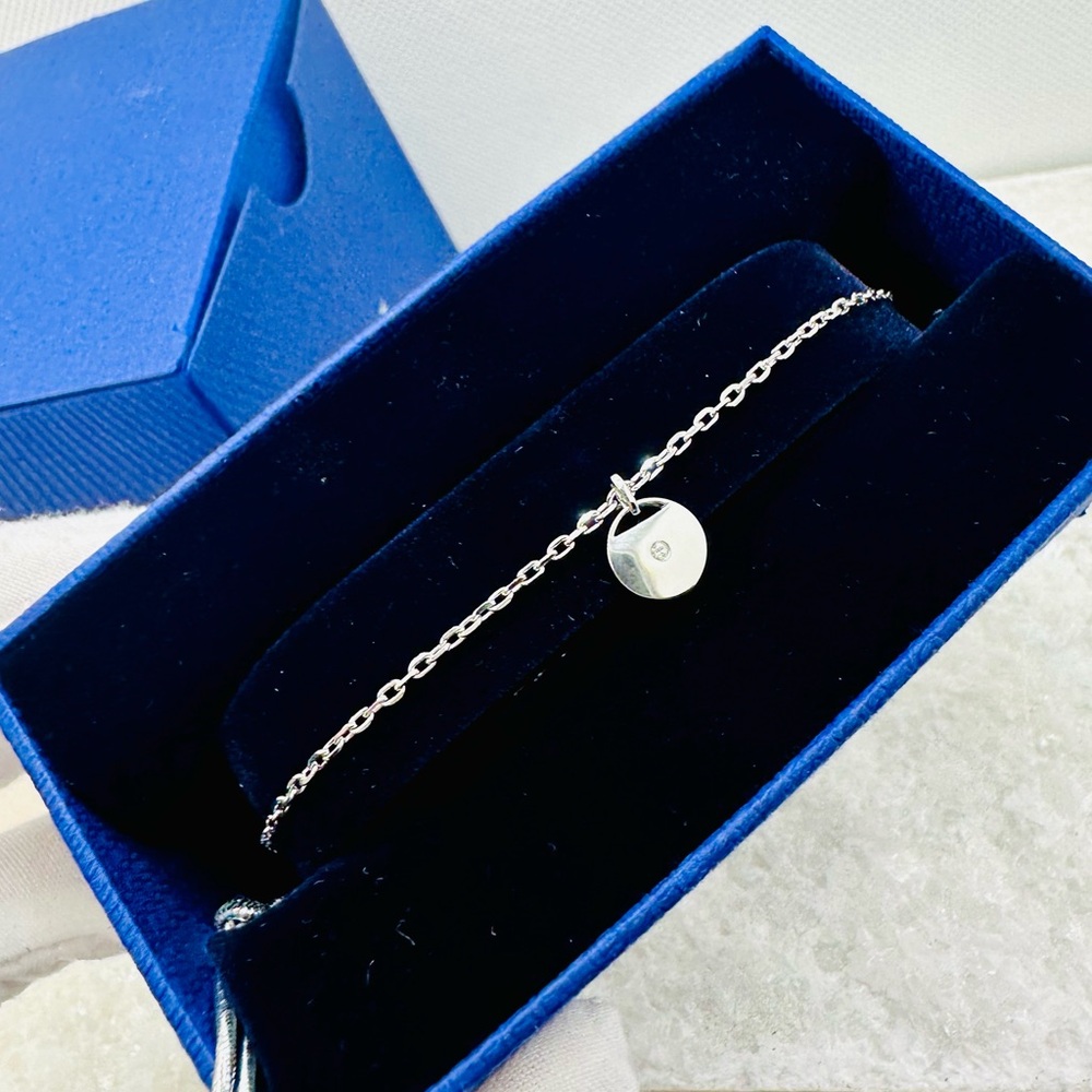 NEW! Swarovski Minimalist Rhodium-Plated Ginger Disc Chain - Picture 12 of 16